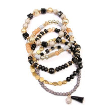 Load image into Gallery viewer, Black Multi-Beaded Stretch Bracelet
