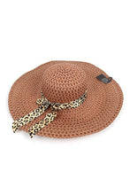 Load image into Gallery viewer, Brim Floppy Hat W/ Leopard Bow
