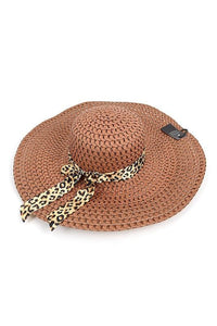 Brim Floppy Hat W/ Leopard Bow