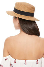 Load image into Gallery viewer, Spring/Summer Ribbon Round Flat Top Ladies' Hat
